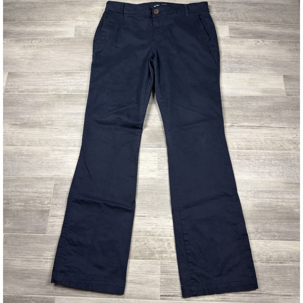 Old Navy Bootcut Khaki Classic Navy Blue Chino‎ Pants Women 8 Stretch Mid Rise